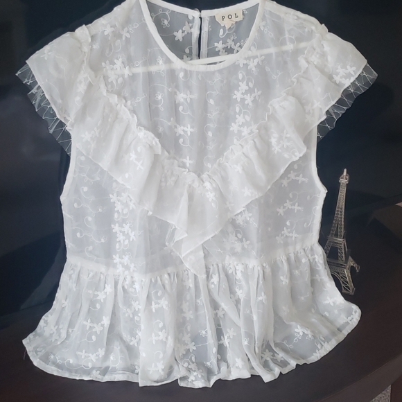 1 med left💗NEW POL ruffle top Ivory - Picture 2 of 11
